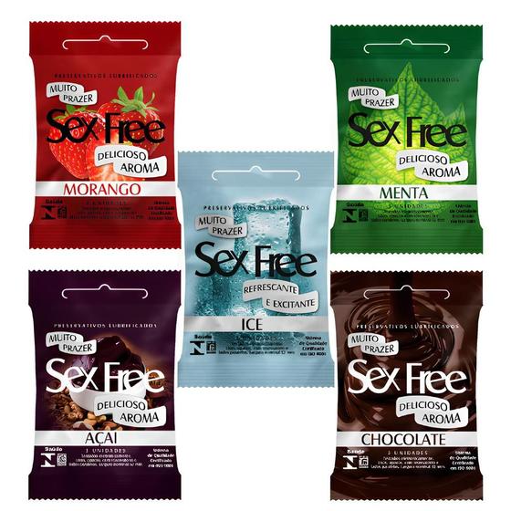 Imagem de Kit com 5 Preservativos Sex Free Delicioso Aroma de 3und