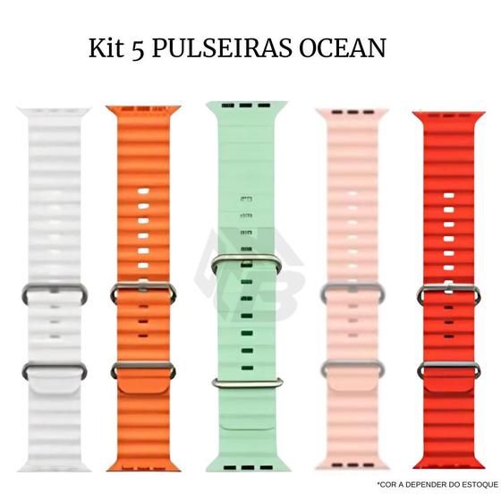 Kit com 5 Pulseiras Ocean para Smartwatch Lançamento Tamanho 42-44 Menor preço em Kit com 5 Pulseiras Ocean para Smartwatch Lançamento Tamanho 42-44