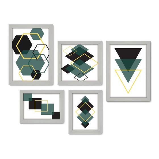 Imagem de Kit Com 5 Quadros Decorativos - Abstrato - Formas - Geométricas - 390kq01b