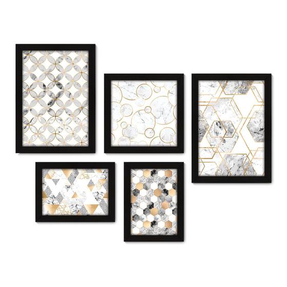 Imagem de Kit Com 5 Quadros Decorativos - Abstrato - Formas - Geométricas - 392kq01p