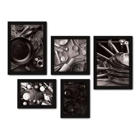 Imagem de Kit Com 5 Quadros Decorativos - Cozinha Utensílios Cozinhar - 143kq01p