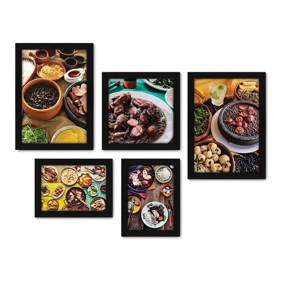 Imagem de Kit Com 5 Quadros Decorativos - Feijoada - Comida Brasileira - Restaurante - Cozinha - 202kq01 p