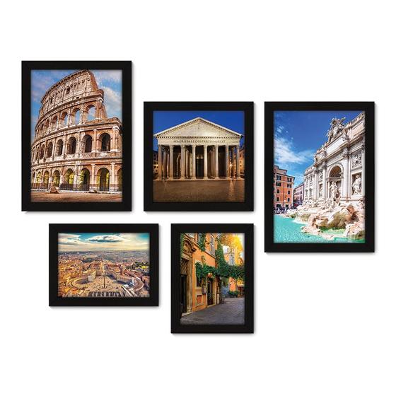 Imagem de Kit Com 5 Quadros Decorativos - Itália - Roma - Pontos Turísticos - Coliseu - 261kq01p