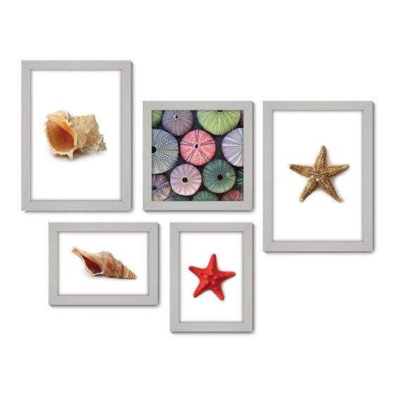 Imagem de Kit Com 5 Quadros Decorativos - Mar Concha Estrela do Mar - 039kq01b