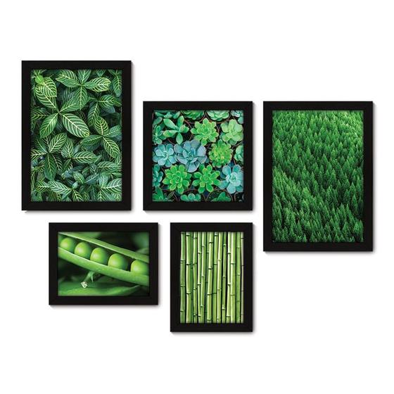 Imagem de Kit Com 5 Quadros Decorativos - Verde Suculenta Natureza - 092kq01p