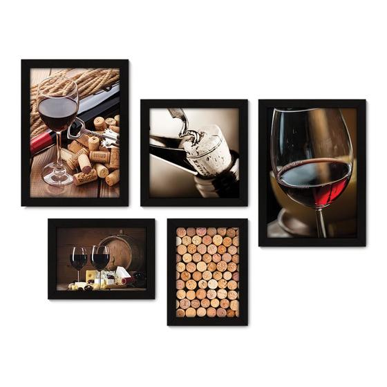 Imagem de Kit Com 5 Quadros Decorativos - Vinho - Wine - Bebidas - 225kq01p