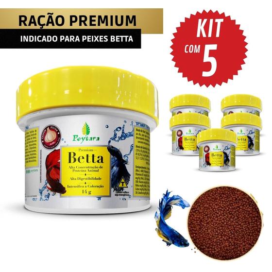Kit com 5 Rações para Peixes Poytara Betta Premium 14g - Outros Pets ...