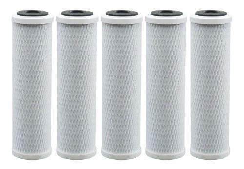 Imagem de Kit Com 5 Refil Carbon Block Carvão Ativado 9 3/4 10