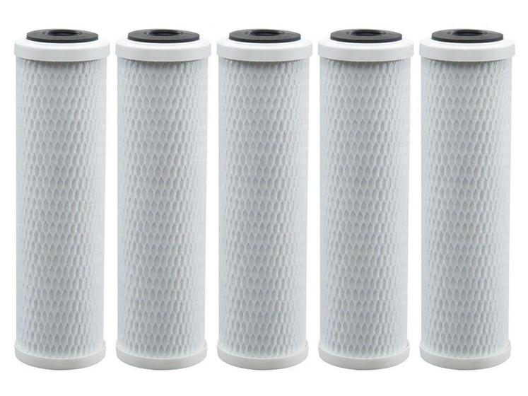 Imagem de Kit Com 5 Refil Carbon Block Carvão Ativado 9 3/4 10 Cinza