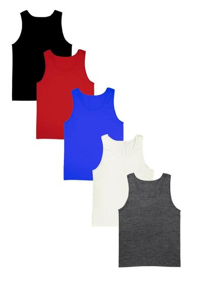 Imagem de Kit Com 5 Regata Masculina Plus Size 100% Poliéster Sortidas
