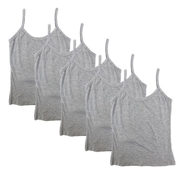 Imagem de Kit com 5 Regatas Femininas Básicas de Alça Fina Cinza