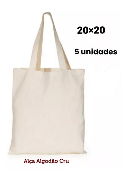 Imagem de Kit com 5 sacola ecobag lisa algodão cru ecológica pronta entrega