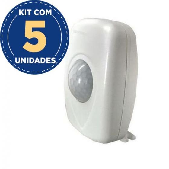 Imagem de Kit Com 5 Sensor de Presença Sobrepor Parede 180g Qa21m Qualitronix