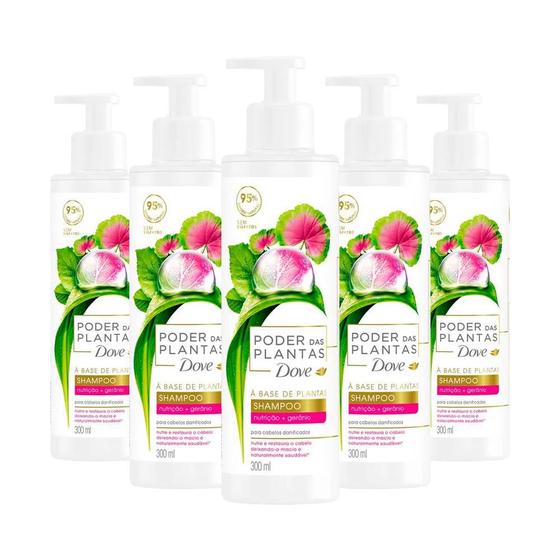 Kit Com 5 Shampoo Dove Poder Das Plantas Nutrição 300Ml Shampoo