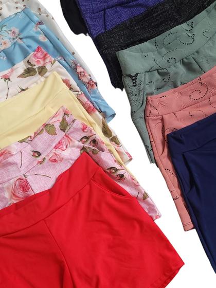 Imagem de Kit Com 5 Shorts Cintura Alta Feminino Caimento Perfeito