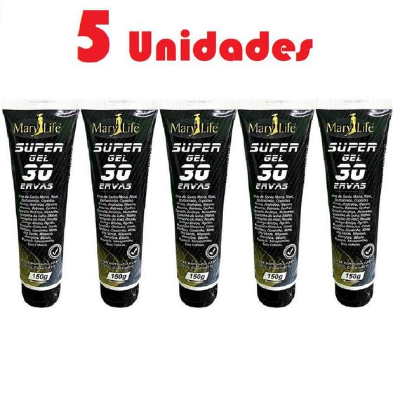 Imagem de Kit com 5 Super Gel 30 Ervas 150g Efeito Gelo Quente