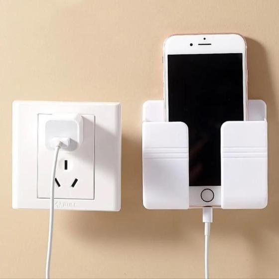 Imagem de KIT com 5 Suporte Multiuso De Parede Celular Plástico BRANCO E CINZA