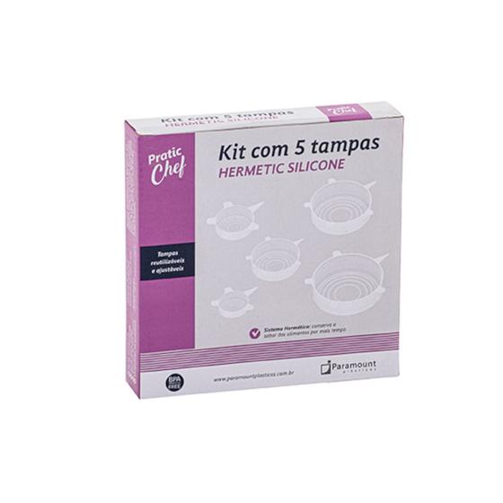 Imagem de Kit com 5 tampas de silicone hermeticas 1203 - paramount