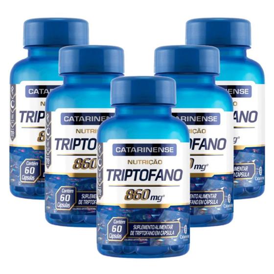 Kit Com 5 Triptofano 860mg Catarinense 60 Capsulas Triptofano