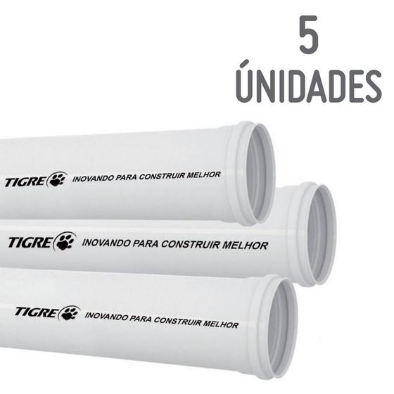 Imagem de Kit com 5 Tubos Esgoto Branco 100mm X 3m