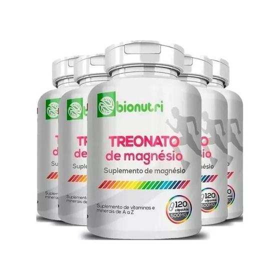 Kit Com 5 Un Magnésio L Treonato Puro 600 Capsulas 500mg - Bionutri Menor preço em Kit Com 5 Un Magnésio L Treonato Puro 600 Capsulas 500mg - Bionutri