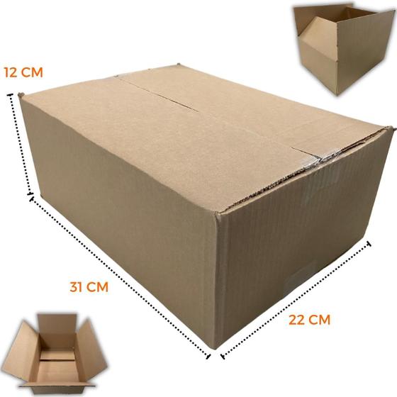 Imagem de Kit com 5 Unidades de Caixa de Papelão SemiKraft  31x22x12 para envios de e-commerce Forte e resistente 