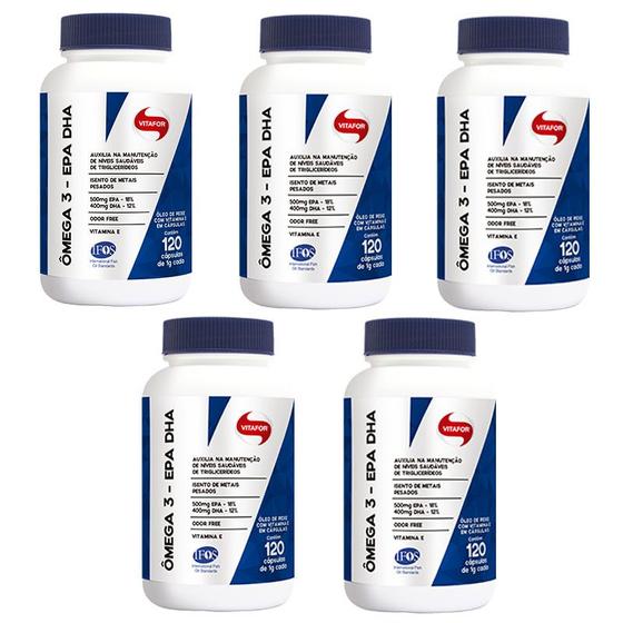 Imagem de Kit com 5 unidades Omega 3 EPA DHA 120 capsulas  Vitafor