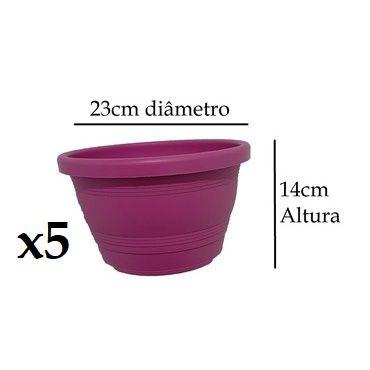 Imagem de Kit com 5 vasos cuia 23cm diâmetro médio na cor rosa