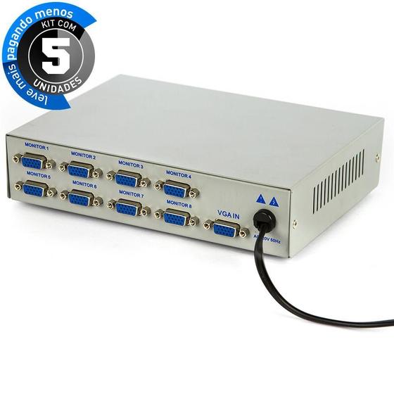 Imagem de Kit Com 5 Vídeo Splitter 1X8 - Distribuidor De Sinal Vga