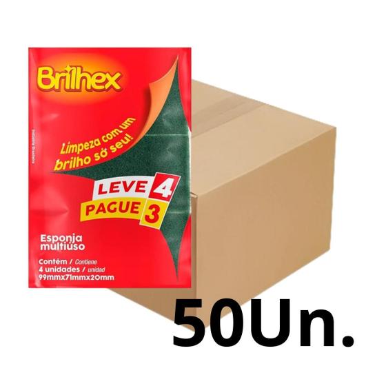 Imagem de Kit Com 50 Esponja Brilhex Leve 4 Pague 3 Multiuso