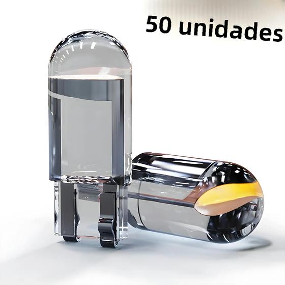 Imagem de Kit com 50 Lâmpadas LED W5W T10 6000K - Branca - Para Carro, Placa, Cúpula e DRL