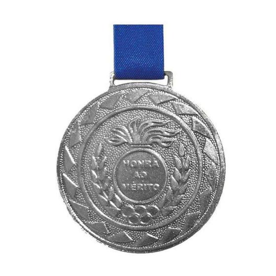 Imagem de Kit com 50 Medalhas de Prata M60 Honra ao Mérito C/Fita Azul