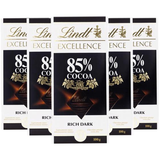 Imagem de Kit Com 5Un Chocolate Suiço Lindt Excellence 85% Dark 100G