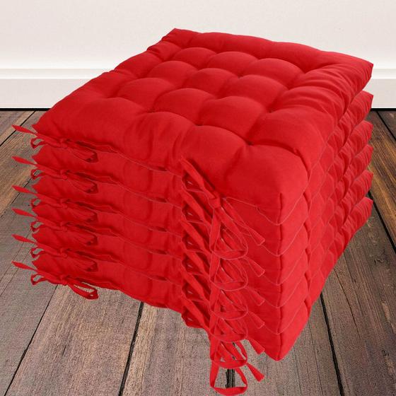 Kit com 6 almofadas futon assento para cadeira - vermelha Menor preço em Kit com 6 almofadas futon assento para cadeira - vermelha