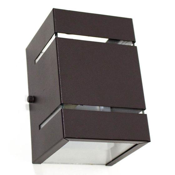 Imagem de kit com 6 Arandelas 2 Focos C/ Frisos E Facho Marrom Externa Parede Muro St327