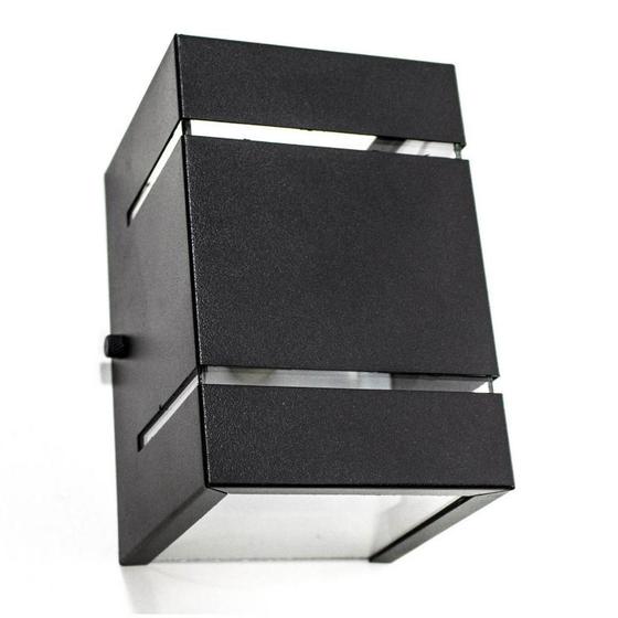 Imagem de Kit com 6 Arandelas 2 Focos C/ Frisos E Facho Preta Externa Parede Muro St327