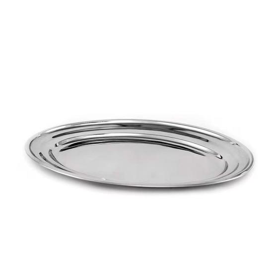 Imagem de Kit Com 6 Bandeja Travessas Oval Rasa Inox Média 33,8 Cm Bar