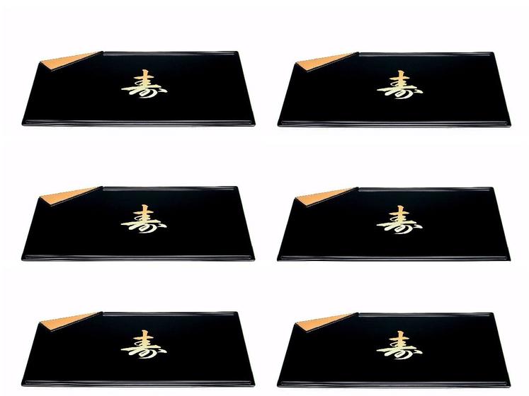 Imagem de Kit Com 6 Bandejas Sushi e Sashimi Preto
