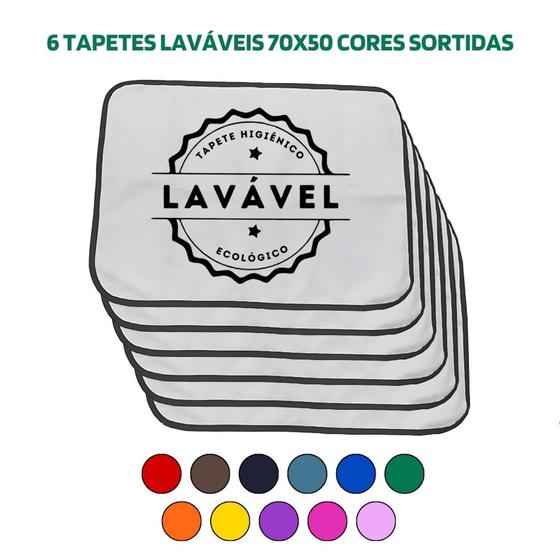 Imagem de Kit com 6 Banheiro para Cães Tecido Ecológico 70x50 Sortidos - 200 Lavagens Quality