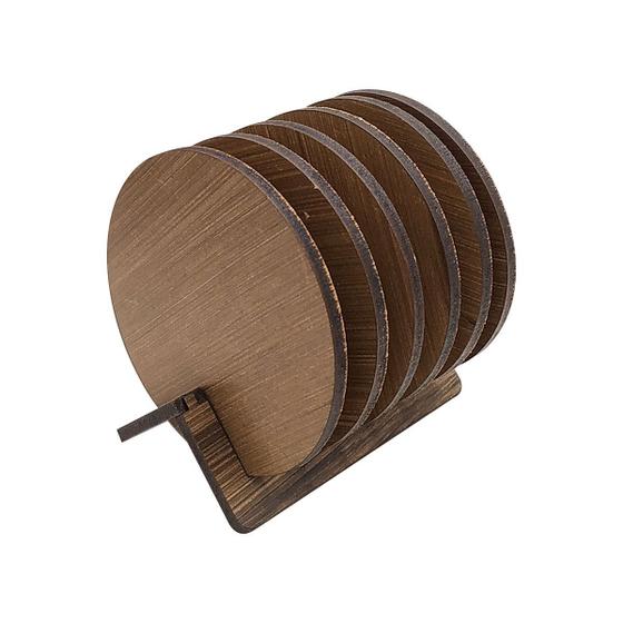 Imagem de Kit com 6 Bolacha Porta Copo e Suporte Mdf Pintado Imbuia