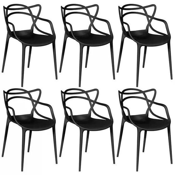 Kit com 6 Cadeiras Allegra Ana Maria Masters Jantar Cozinha Jardim Empilhável Preta Menor preço em Kit com 6 Cadeiras Allegra Ana Maria Masters Jantar Cozinha Jardim Empilhável Preta