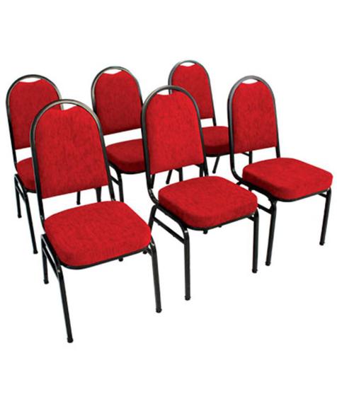 Imagem de Kit com 6 Cadeiras Empilháveis para Auditórios Linha Hotel Vermelho