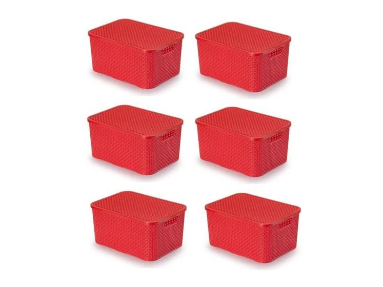 Imagem de Kit Com 6 Caixas Organizadoras Rattan Com Tampa 7L