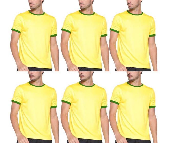 Imagem de Kit com 6 Camisas Camisetas Blusas Baby Looks T-shirts Masculina Feminina Slim Básica 100% Algodão