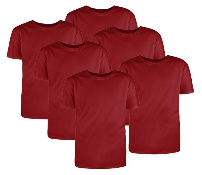 Imagem de Kit com 6 Camisetas Básicas Algodão Bordô Tamanho P