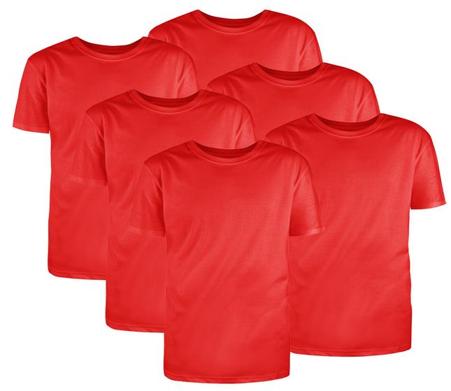 Imagem de Kit com 6 Camisetas Básicas Algodão Vermelha Tamanho M