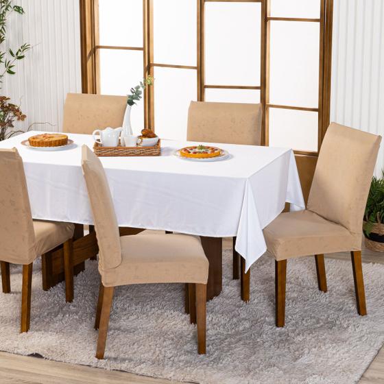 Imagem de Kit com 6 Capas de Cadeira Lisa Ajustável com Elástico Protetor Decoração Moderna Para Cozinha Jantar em Malha Gel Helanca