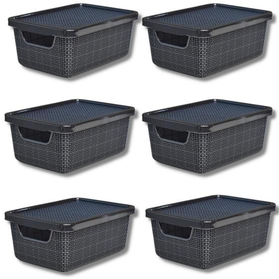 Kit Com 6 - Cesto Caixa Organizadora Juta - 2 Litros - Preto Menor preço em Kit Com 6 - Cesto Caixa Organizadora Juta - 2 Litros - Preto