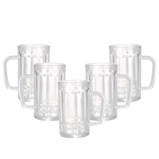 Imagem de Kit Com 6 Copo Caneca De Chopp Cerveja Gelada Churrasco Boteco Zero Grau 375ml Design Clássico
