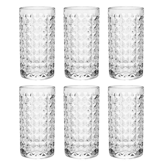 Imagem de Kit Com 6 Copos De Vidro Moderno Luxo 310ml Para Água Refrigerante Suco